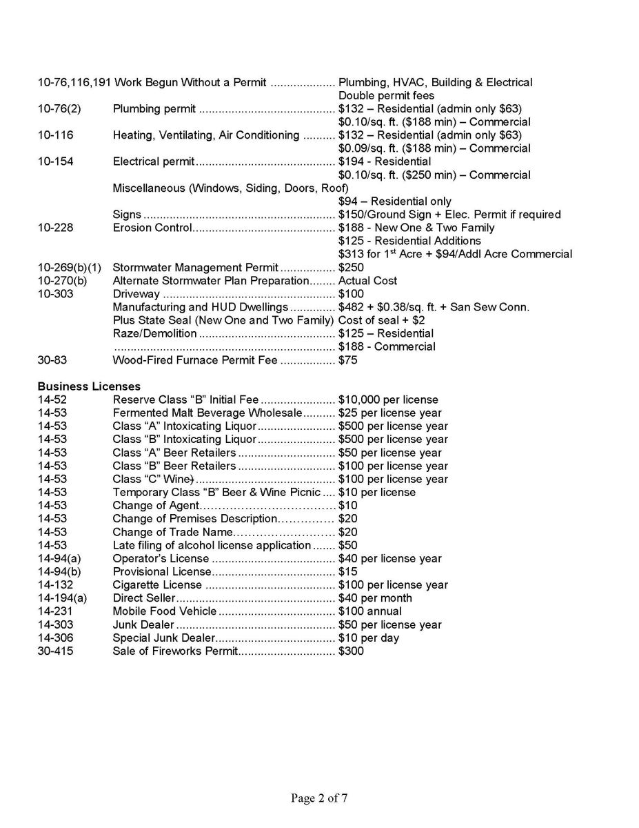 Fee Schedule Page 2