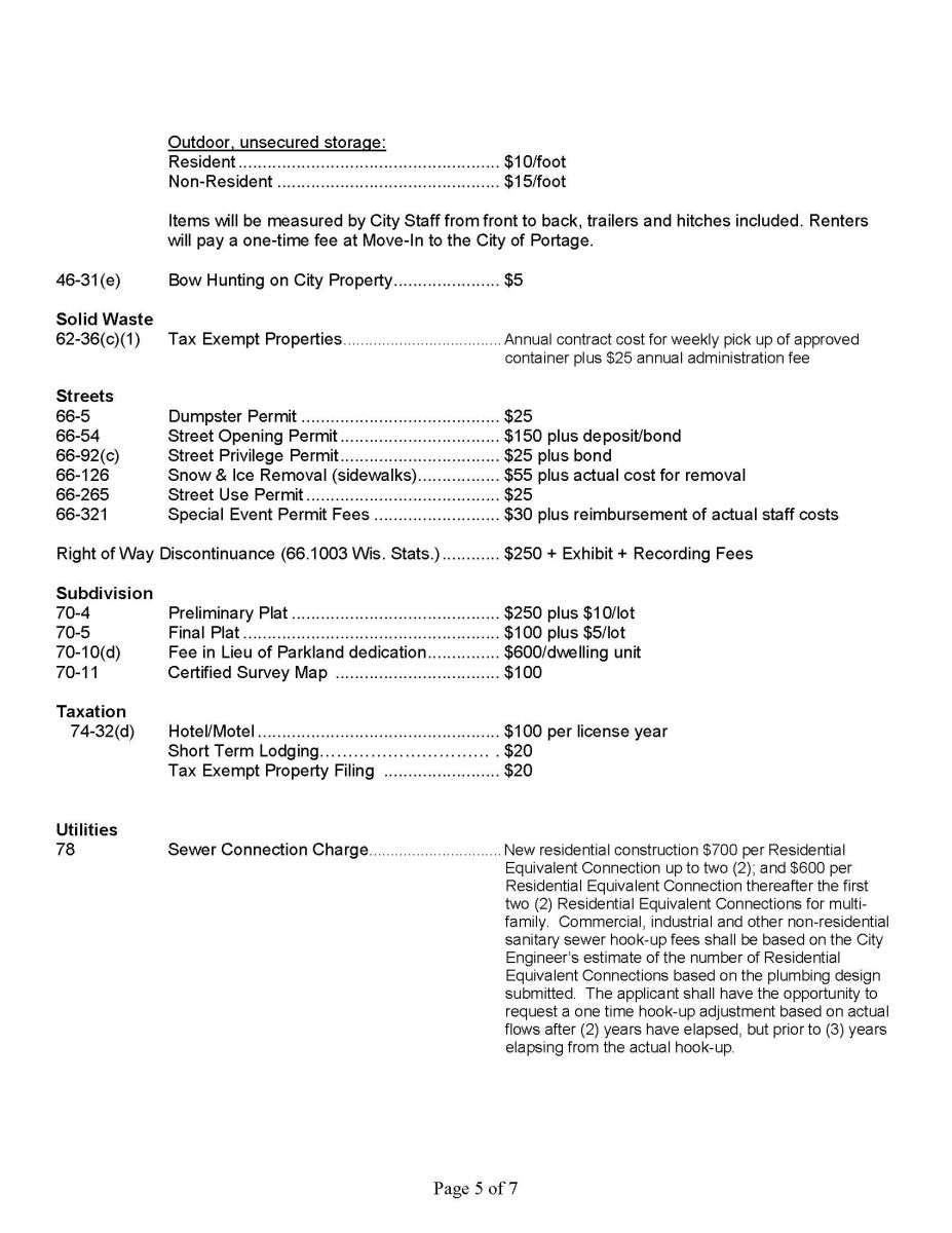 Fee Schedule Page 5