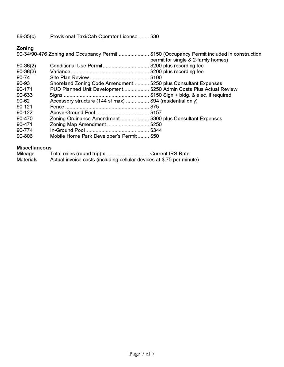 Fee Schedule Page 7
